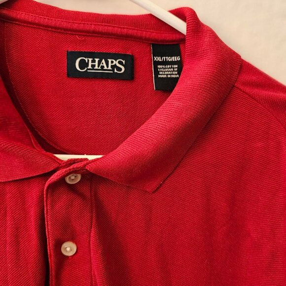 CHAPS Men's Red Polo Shirt - Size XXL - 3 Button - Golf Pullover - Casual Appare - Picture 2 of 5